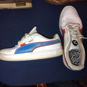 Puma Men's White Sneakers with Blue and Red Highlights